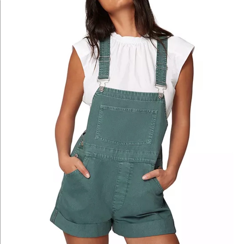 WeWoreWhat green short overalls NWT